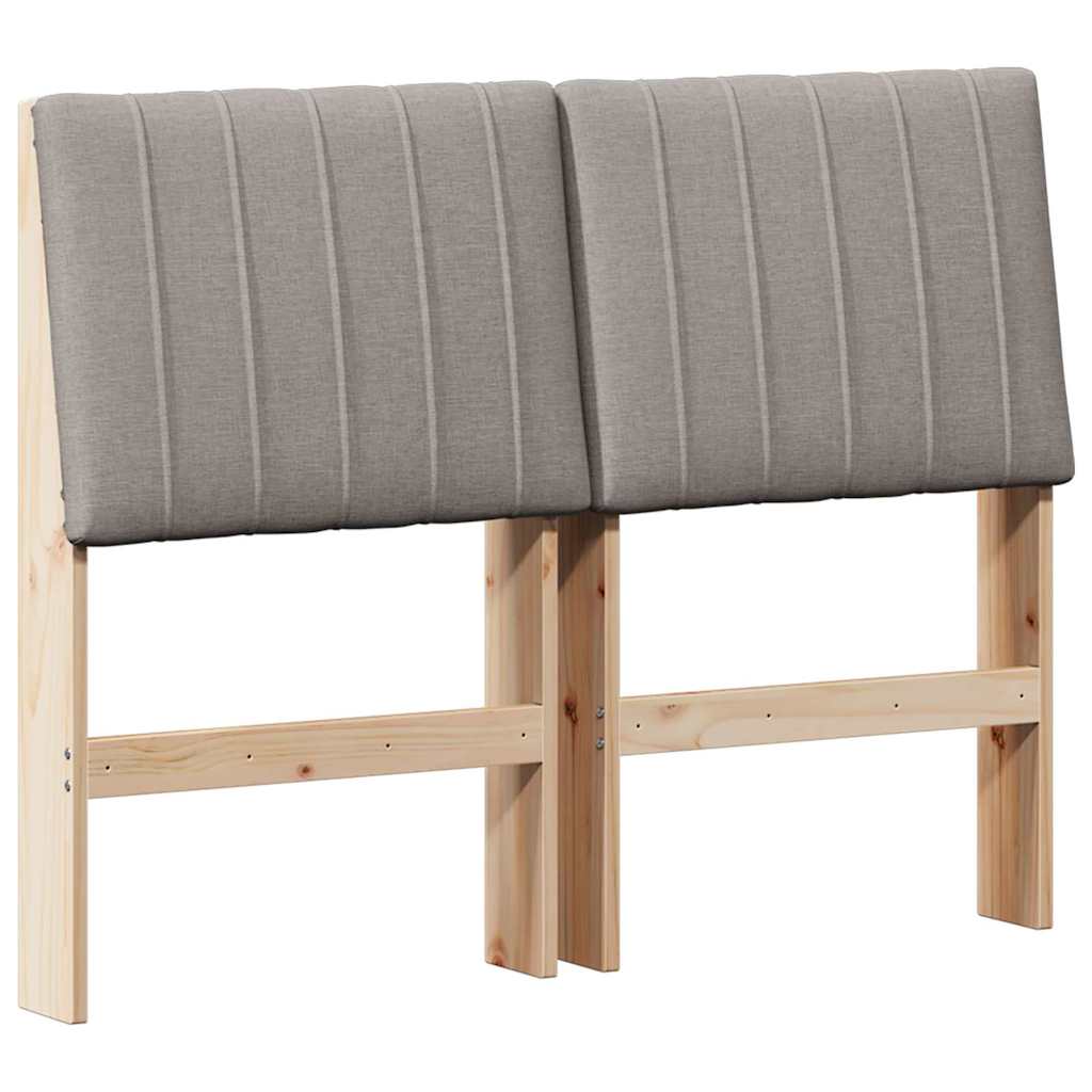 Polstret sengegavl Gråbrun 120 cm Massiv fyrretræ