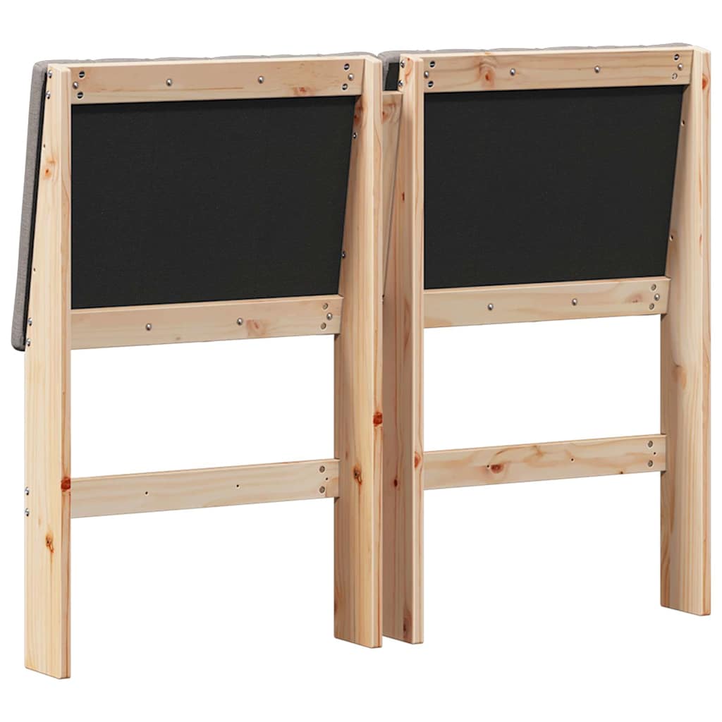 Polstret sengegavl Gråbrun 120 cm Massiv fyrretræ