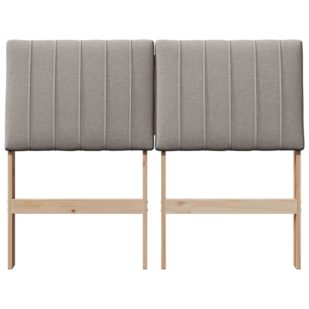Polstret sengegavl Gråbrun 120 cm Massiv fyrretræ