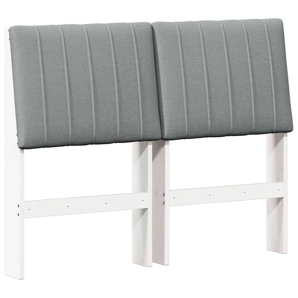 Polstret sengegavl Lysegrå 120 cm Massiv fyrretræ