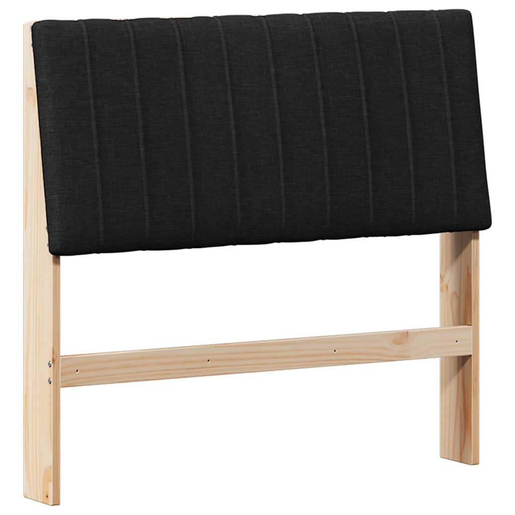 Polstret sengegavl Sort 100 cm Massiv fyrretræ
