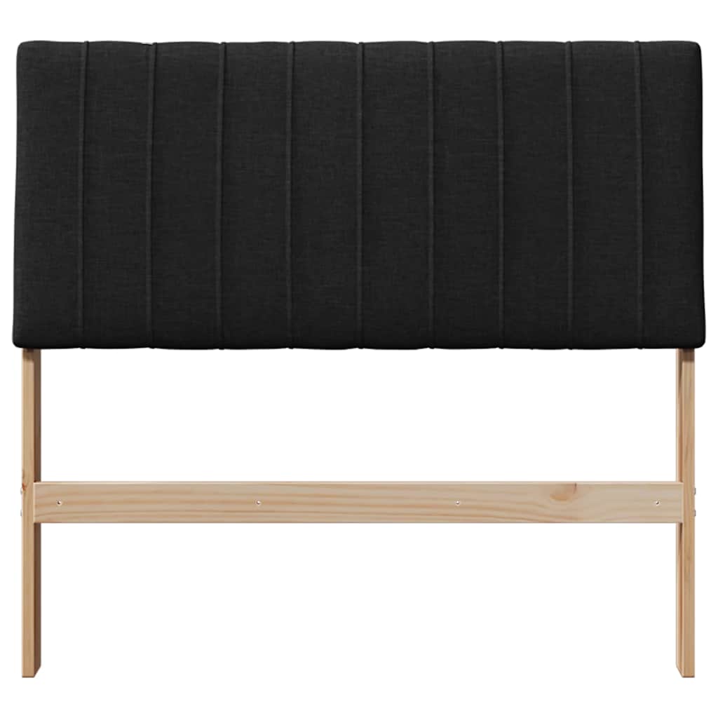 Polstret sengegavl Sort 100 cm Massiv fyrretræ