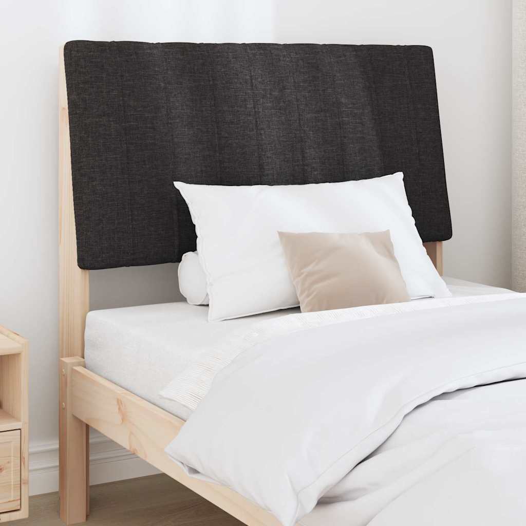 Polstret sengegavl Sort 90 cm Massiv fyrretræ