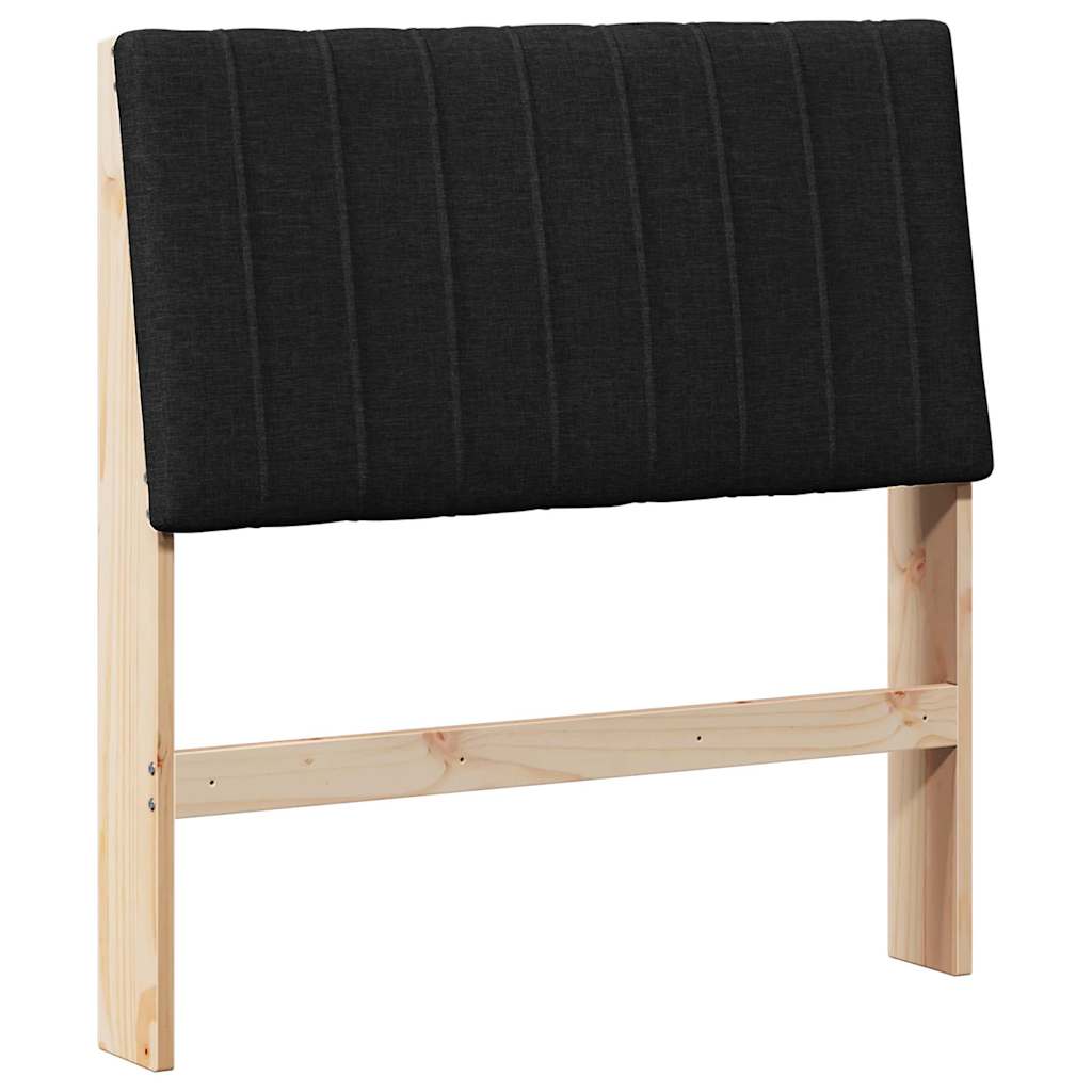 Polstret sengegavl Sort 90 cm Massiv fyrretræ