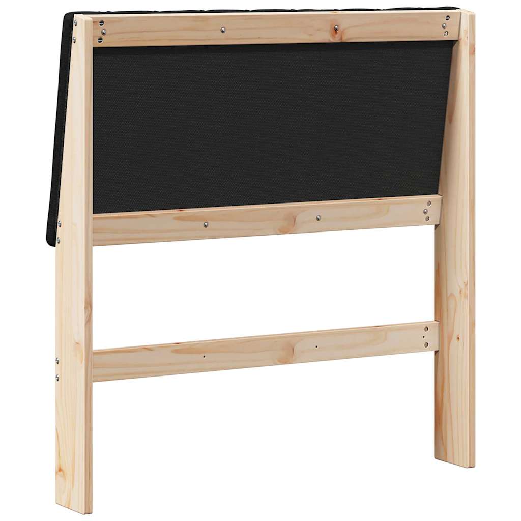 Polstret sengegavl Sort 90 cm Massiv fyrretræ