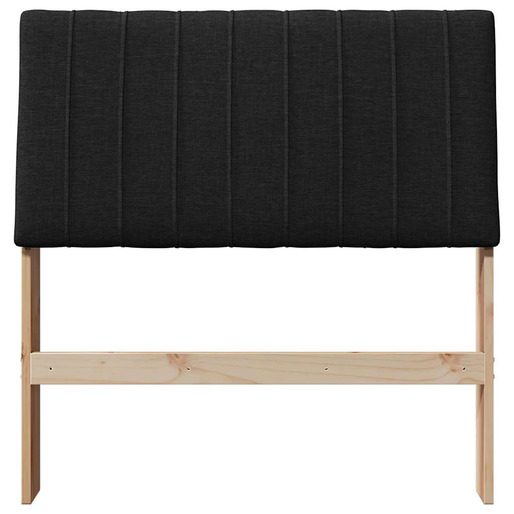 Polstret sengegavl Sort 90 cm Massiv fyrretræ
