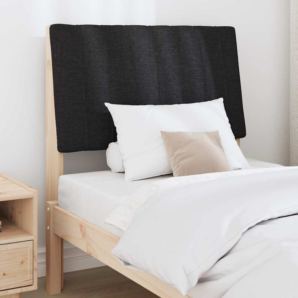 Polstret sengegavl Sort 80 cm Massiv fyrretræ