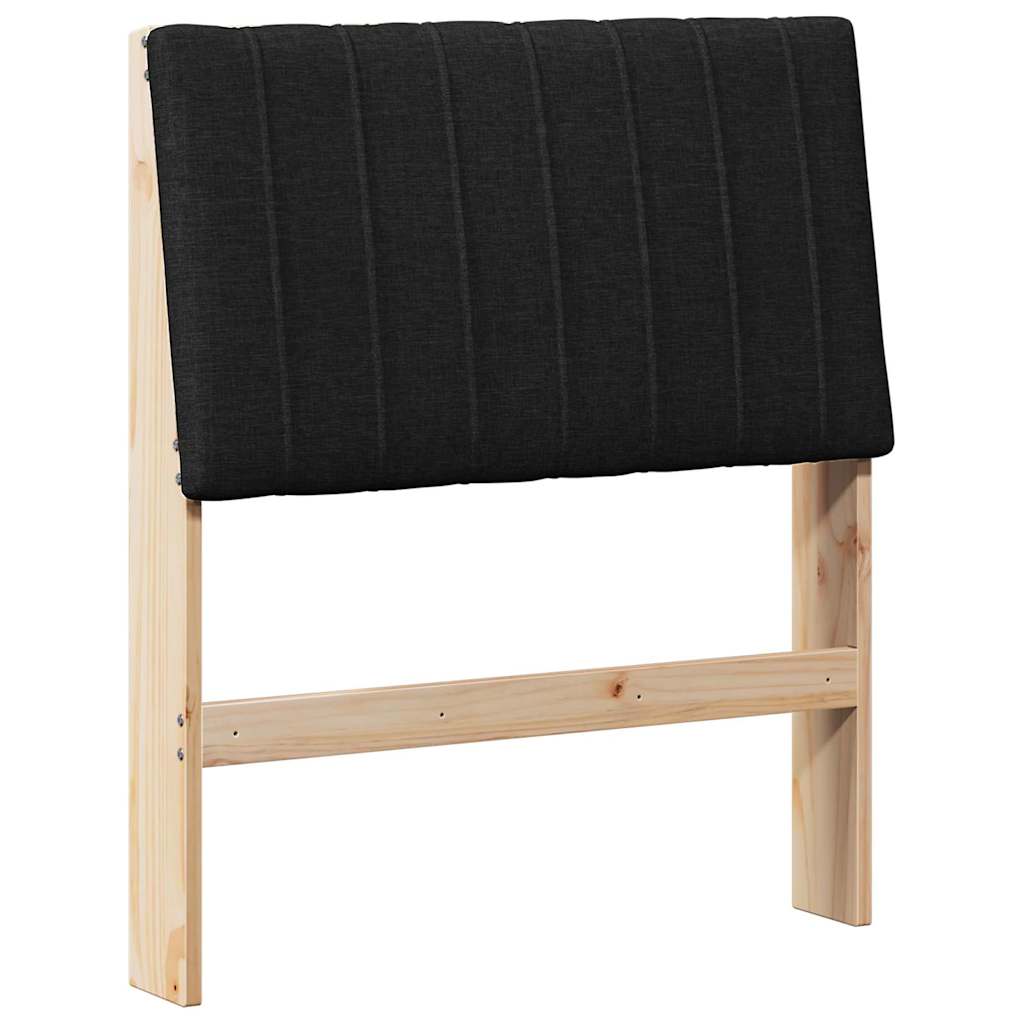 Polstret sengegavl Sort 80 cm Massiv fyrretræ