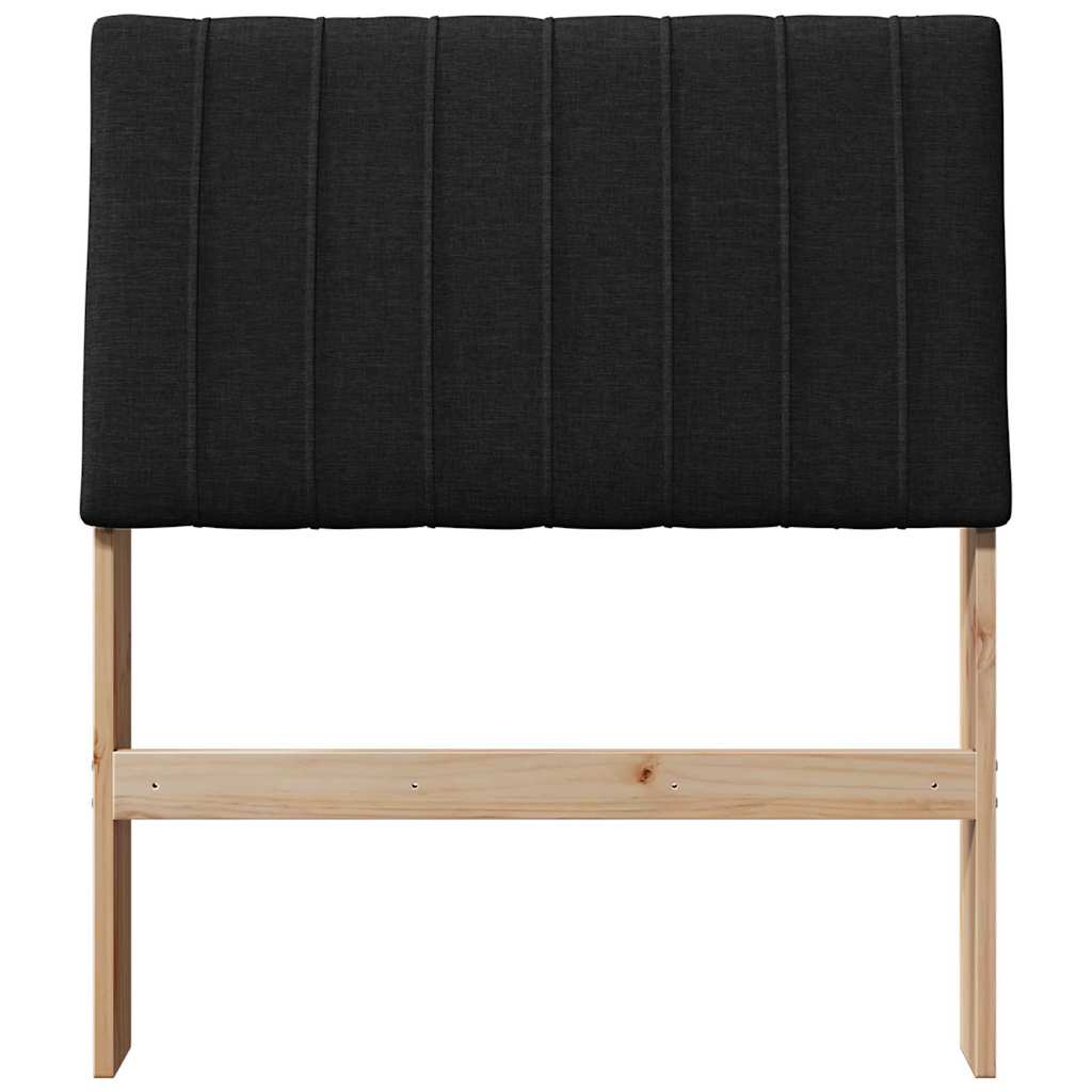 Polstret sengegavl Sort 80 cm Massiv fyrretræ