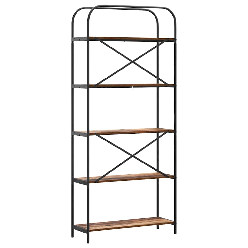 Bogreol 5 niveauer 80 x 30 x 183 cm Konstrueret træ Gammelt træ