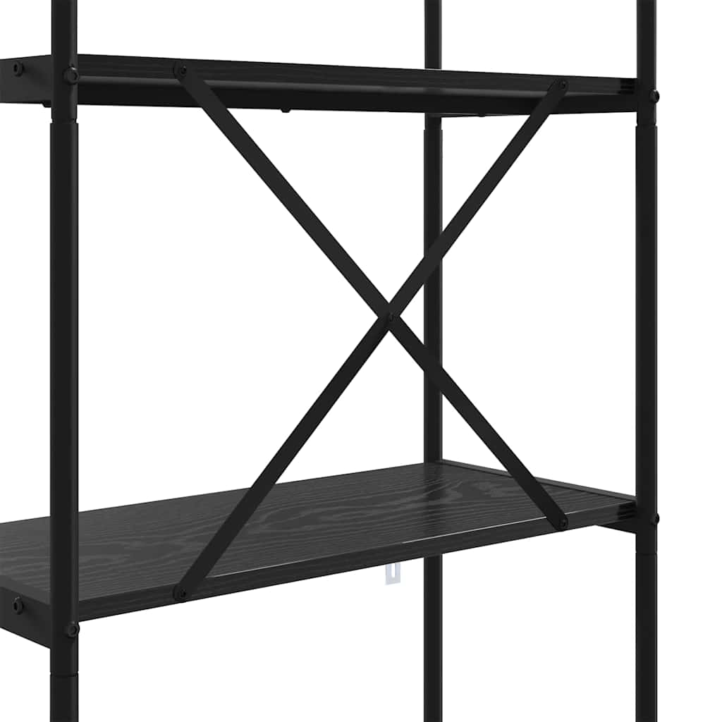 Bogreol 4 niveauer 80 x 30 x 146 cm Konstrueret træ Sort eg