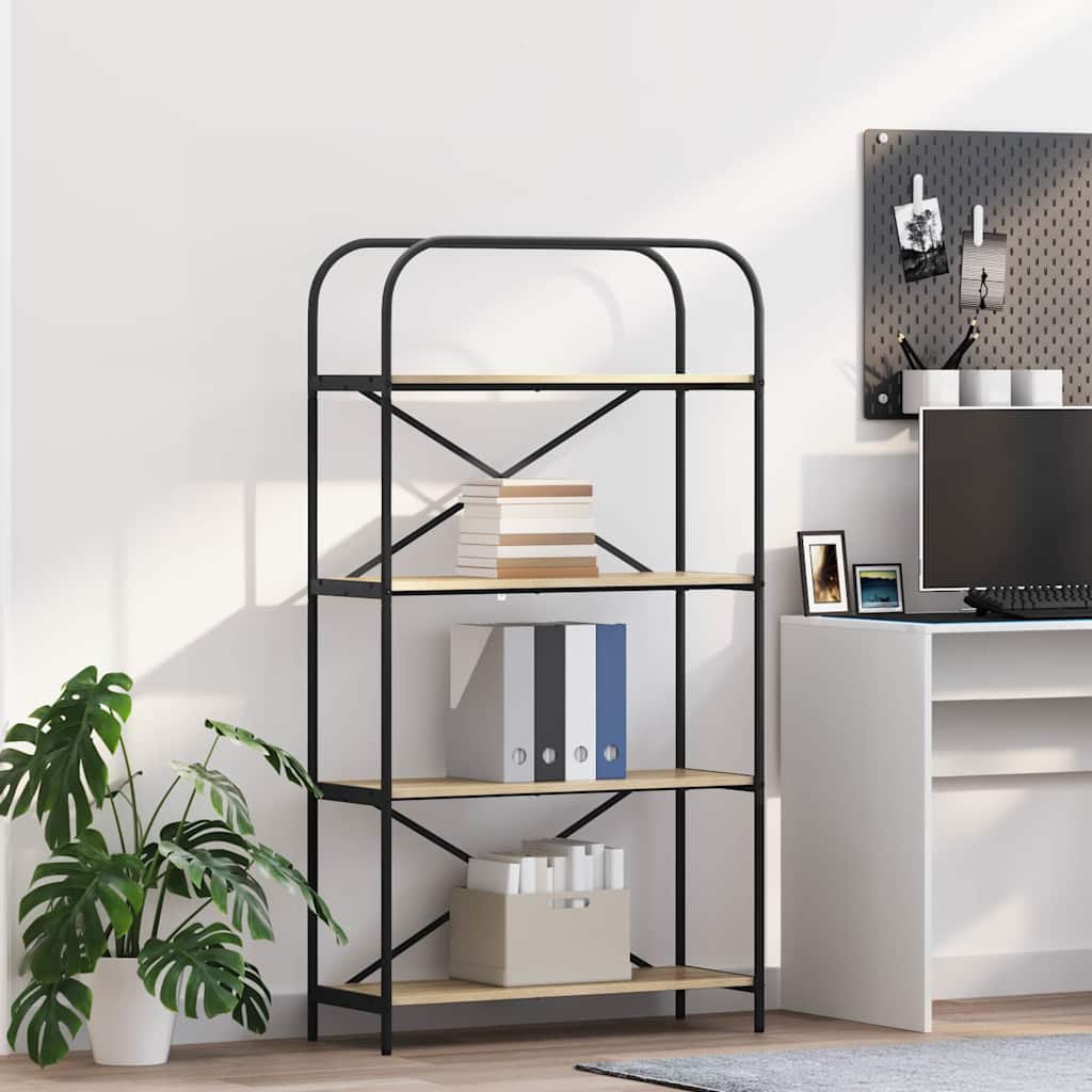 Bogreol 4 niveauer 80 x 30 x 146 cm Konstrueret træ Sonoma eg