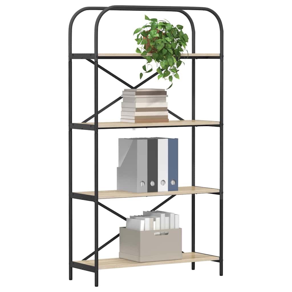 Bogreol 4 niveauer 80 x 30 x 146 cm Konstrueret træ Sonoma eg