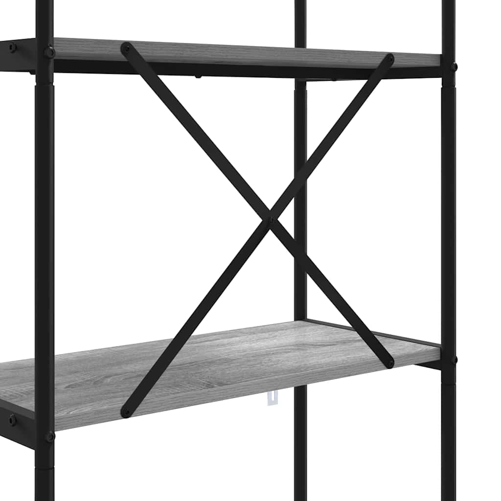 Bogreol 4 niveauer 80 x 30 x 146 cm Konstrueret træ Grå Sonoma