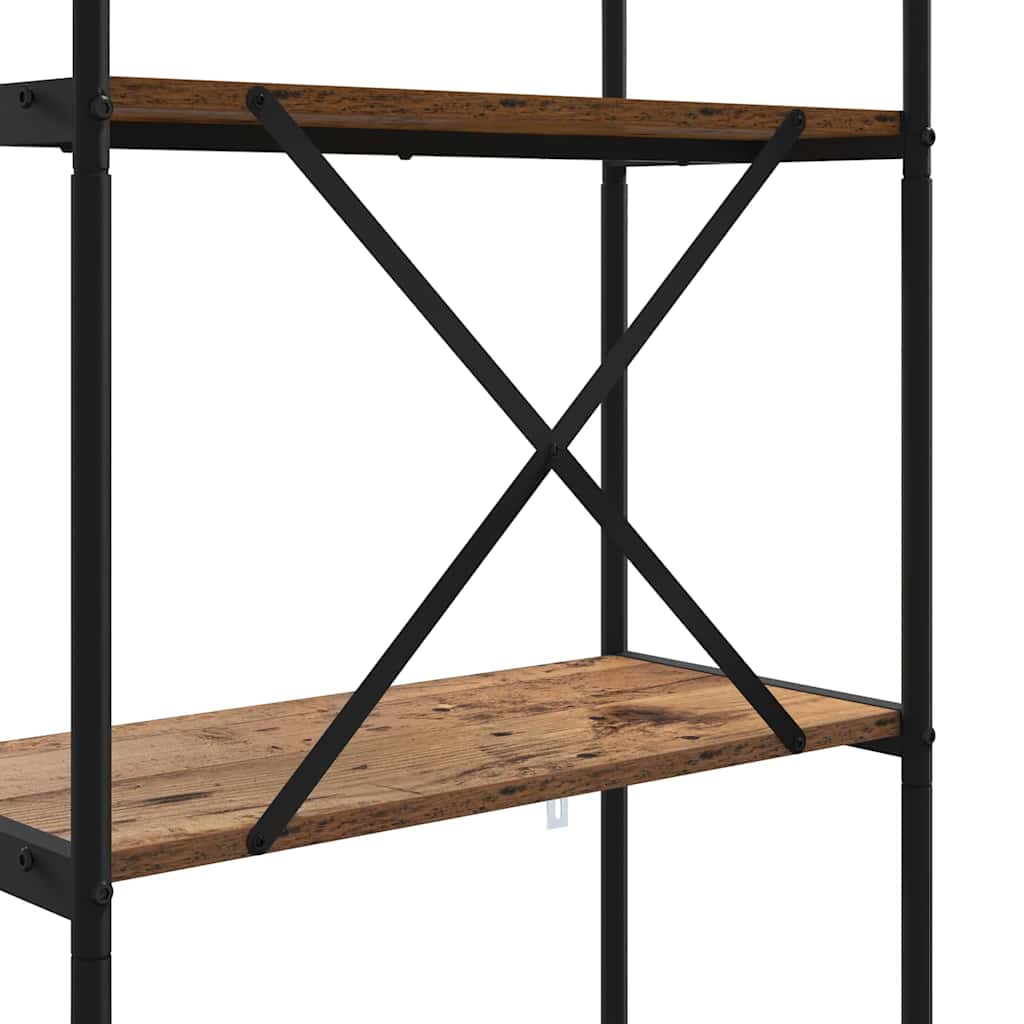 Bogreol 4 niveauer 80 x 30 x 146 cm Konstrueret træ Gammelt træ