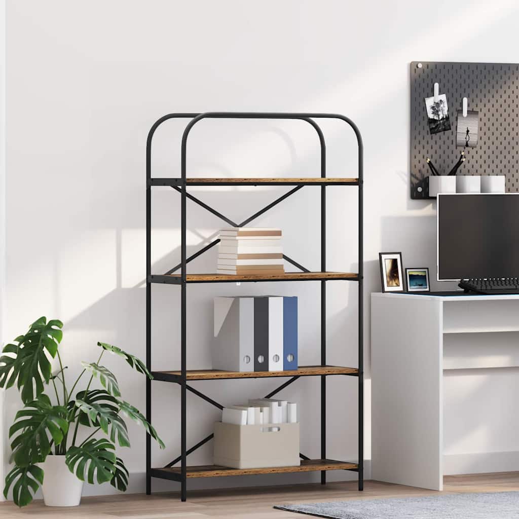 Bogreol 4 niveauer 80 x 30 x 146 cm Konstrueret træ Gammelt træ