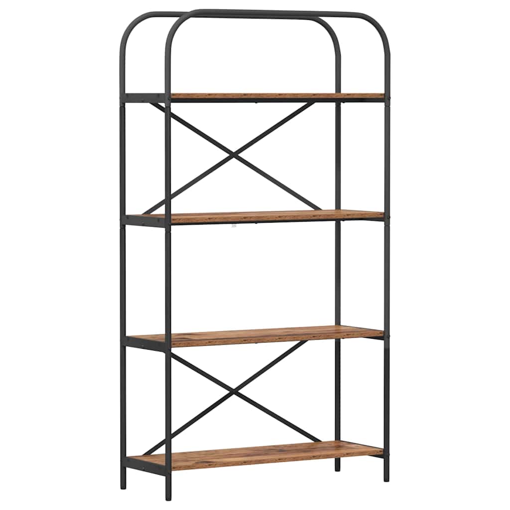 Bogreol 4 niveauer 80 x 30 x 146 cm Konstrueret træ Gammelt træ
