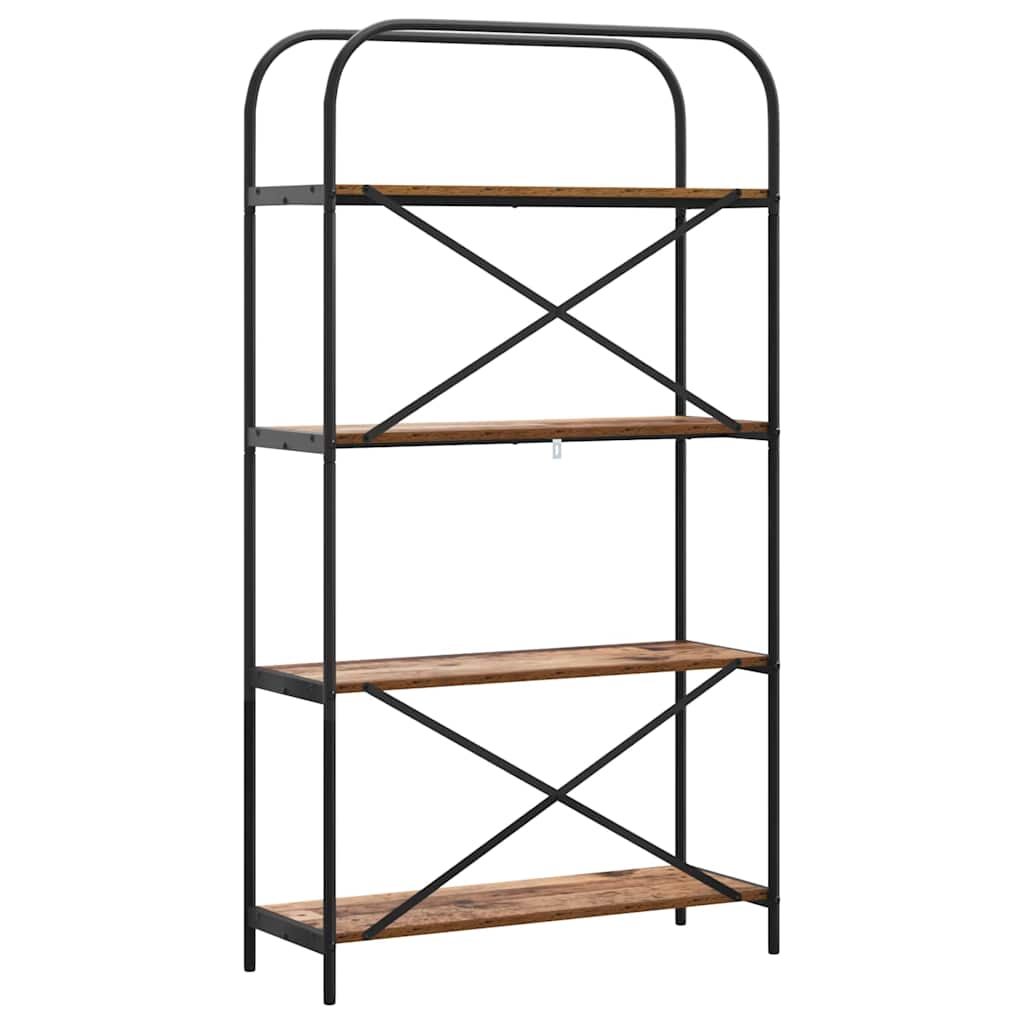 Bogreol 4 niveauer 80 x 30 x 146 cm Konstrueret træ Gammelt træ