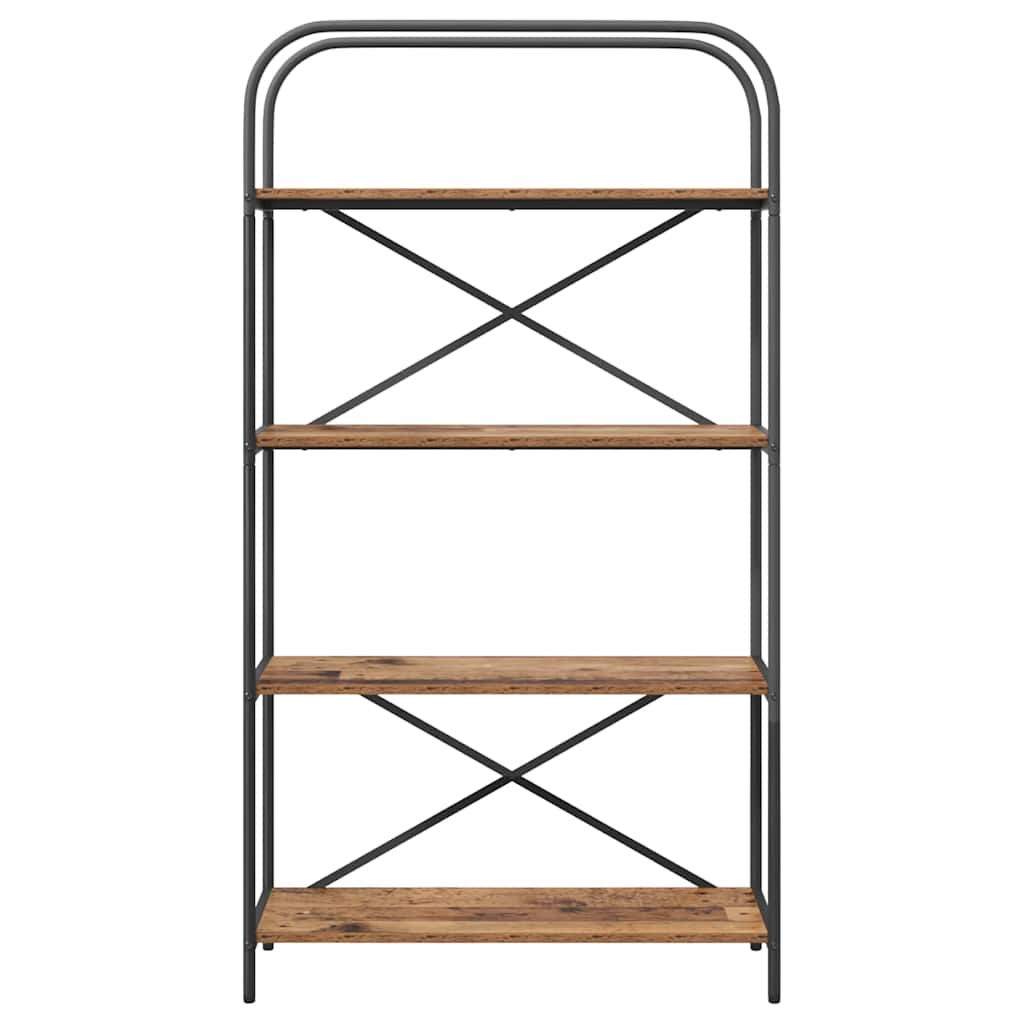 Bogreol 4 niveauer 80 x 30 x 146 cm Konstrueret træ Gammelt træ