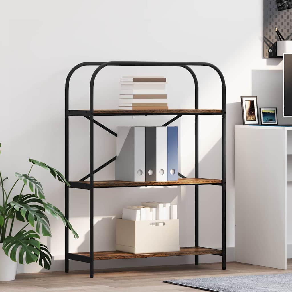 Bogreol 3 niveauer 80 x 30 x 109 cm Konstrueret træ Røget eg