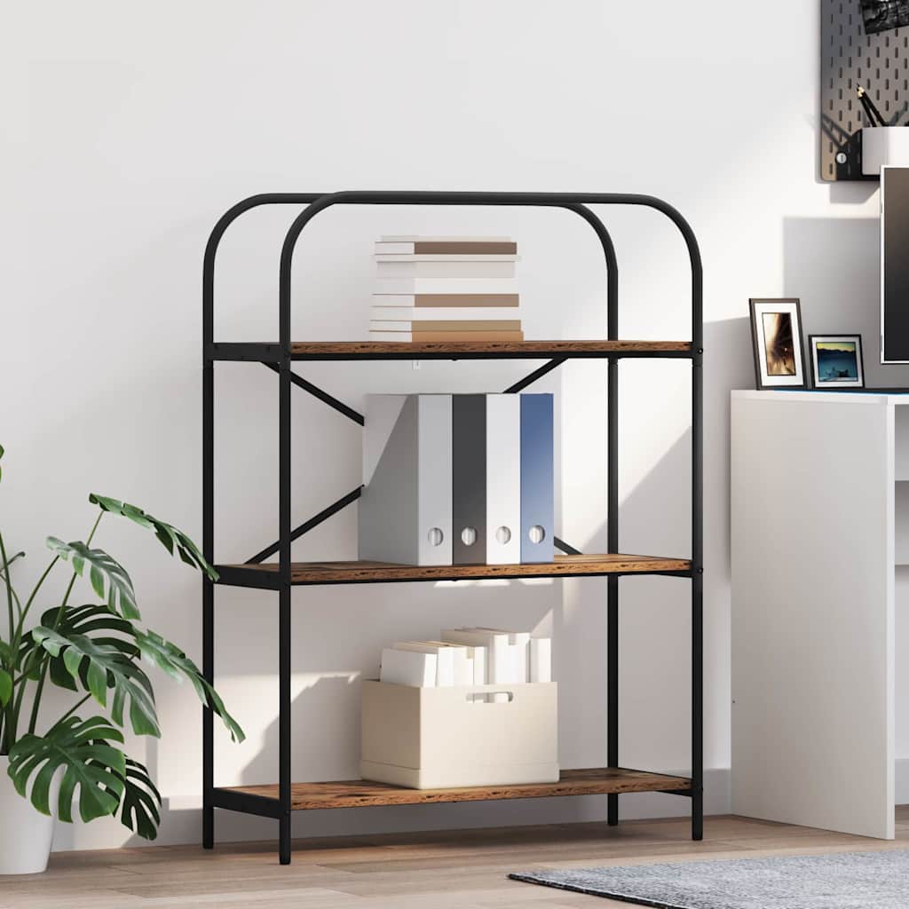 Bogreol 3 niveauer 80 x 30 x 109 cm Konstrueret træ Gammelt træ