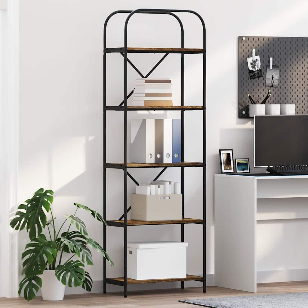 Bogreol 5 niveauer 60 x 30 x 183 cm Konstrueret træ Røget eg