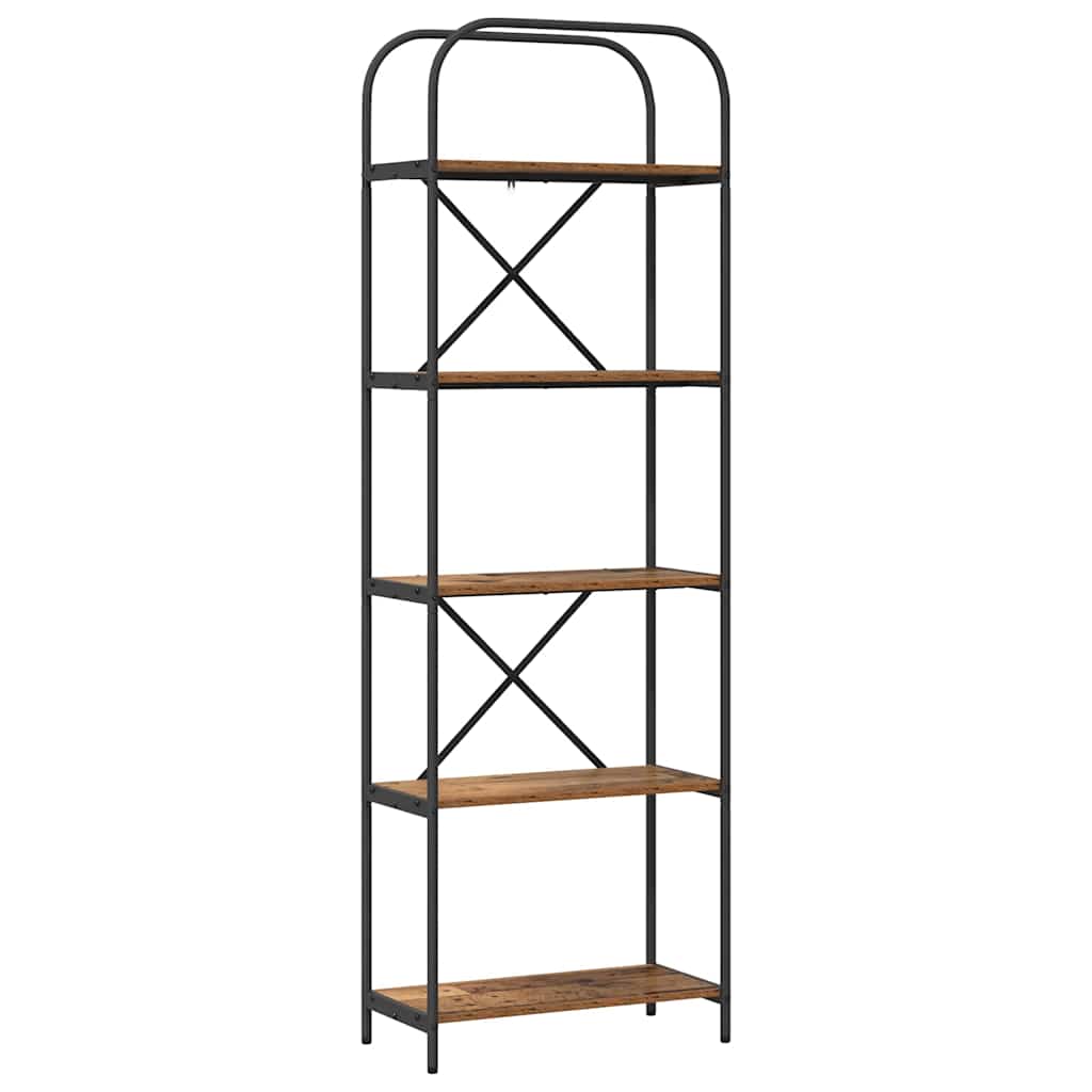 Bogreol 5 niveauer 60 x 30 x 183 cm Konstrueret træ Gammelt træ