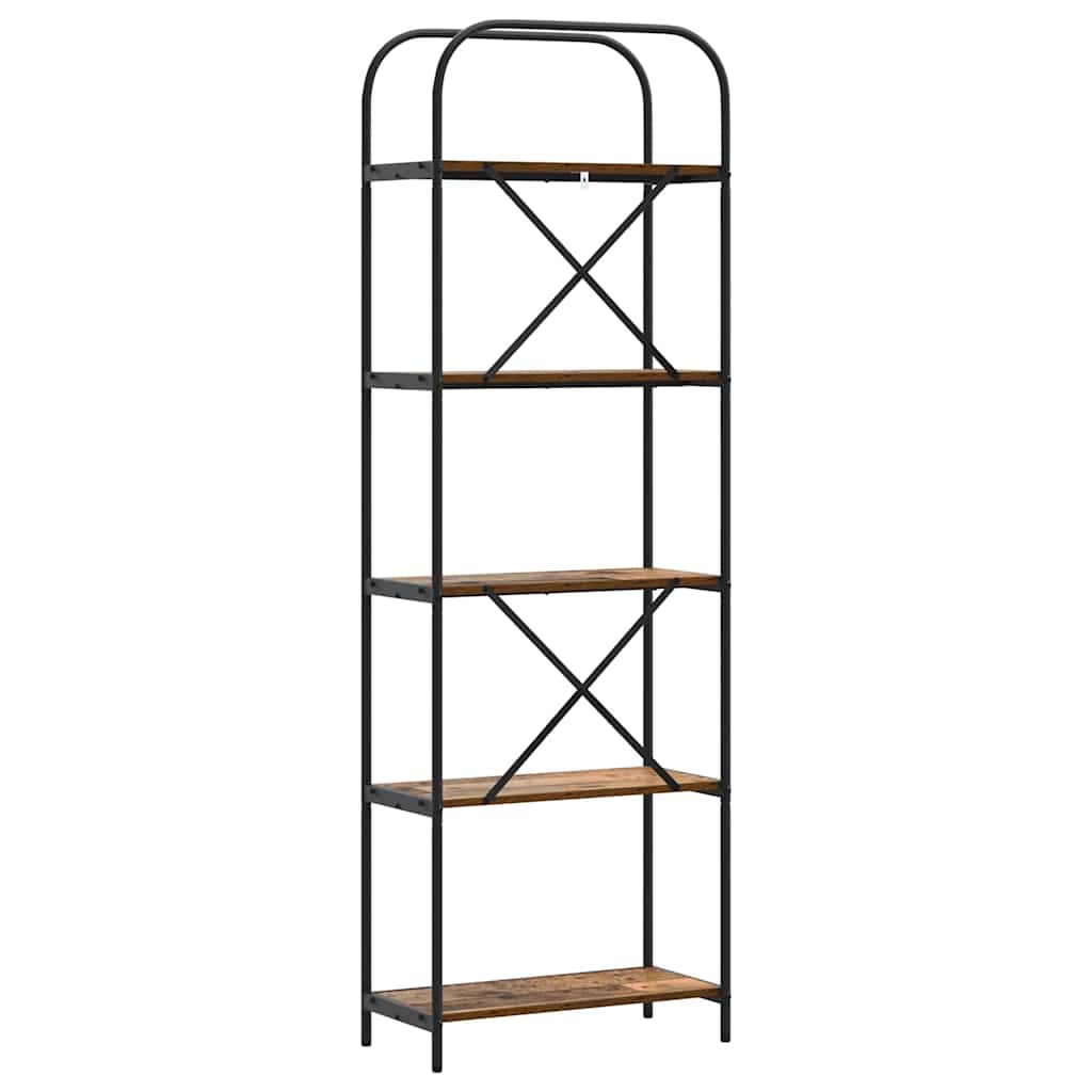 Bogreol 5 niveauer 60 x 30 x 183 cm Konstrueret træ Gammelt træ