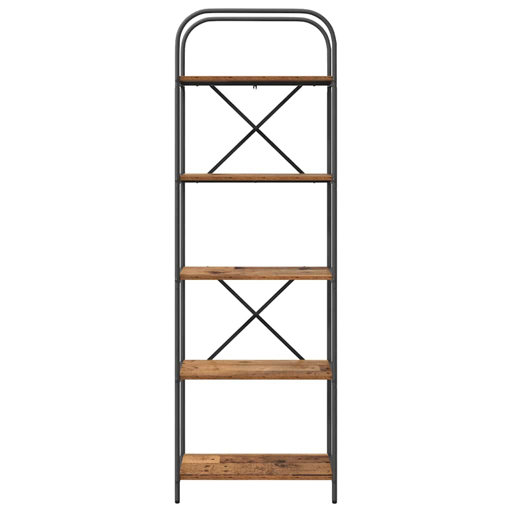 Bogreol 5 niveauer 60 x 30 x 183 cm Konstrueret træ Gammelt træ