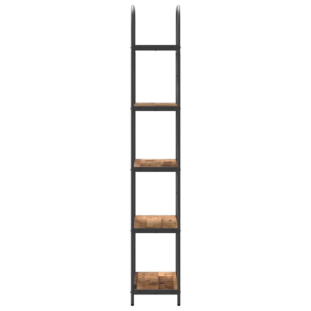 Bogreol 5 niveauer 60 x 30 x 183 cm Konstrueret træ Gammelt træ