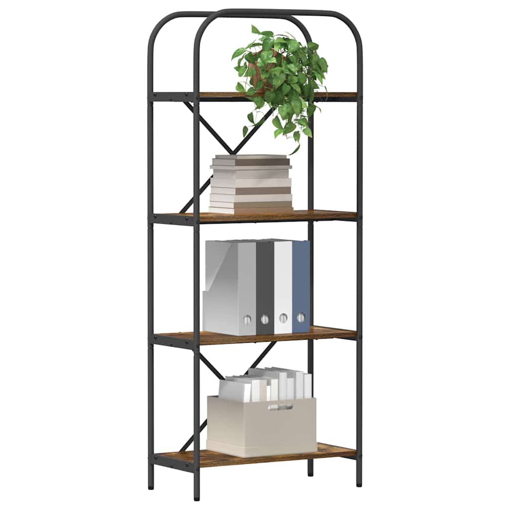 Bogreol 4 niveauer 60 x 30 x 146 cm Konstrueret træ Røget eg