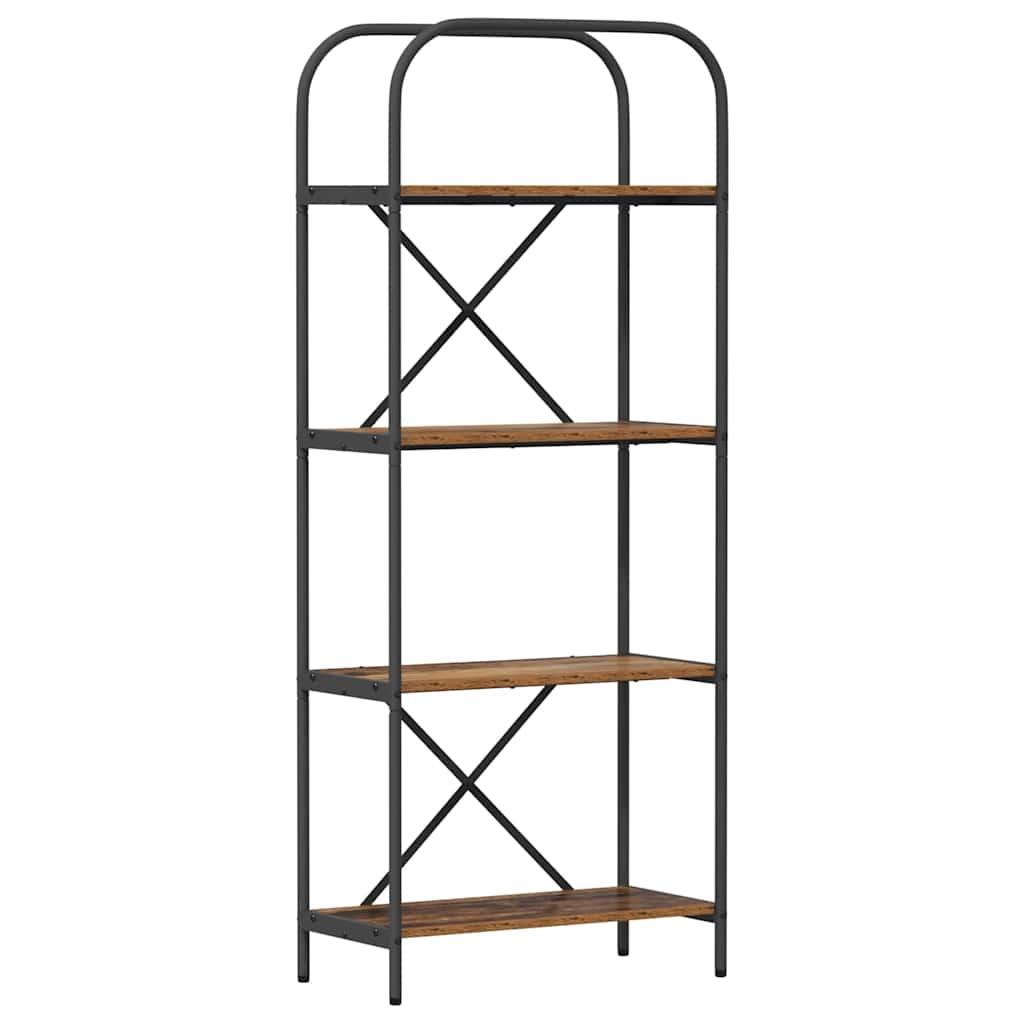 Bogreol 4 niveauer 60 x 30 x 146 cm Konstrueret træ Gammelt træ