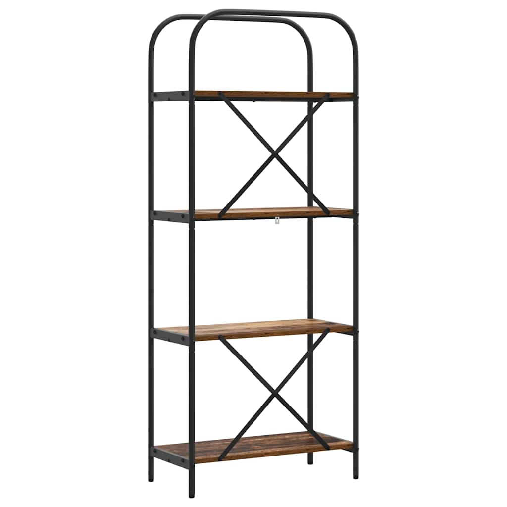Bogreol 4 niveauer 60 x 30 x 146 cm Konstrueret træ Gammelt træ