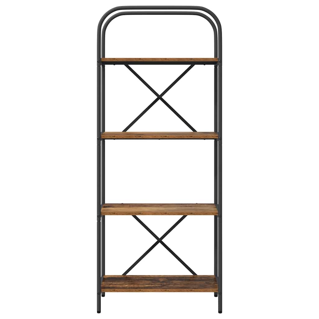 Bogreol 4 niveauer 60 x 30 x 146 cm Konstrueret træ Gammelt træ