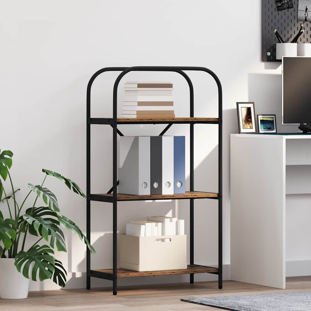 Bogreol 3 niveauer 60 x 30 x 109 cm Konstrueret træ Gammelt træ