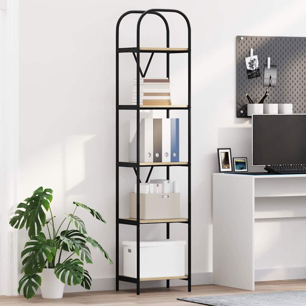Bogreol 5 niveauer 40 x 30 x 183 cm Konstrueret træ Sonoma eg