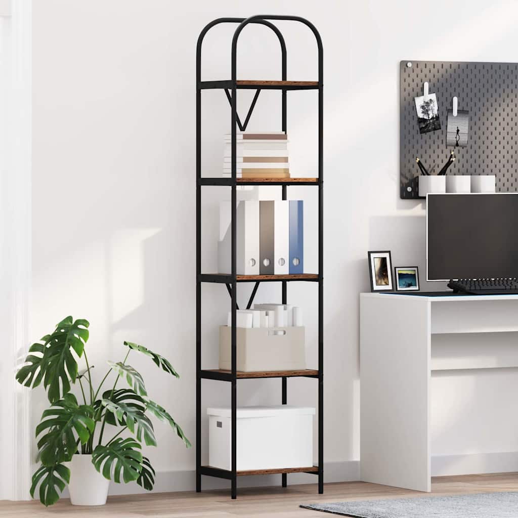 Bogreol 5 niveauer 40 x 30 x 183 cm Konstrueret træ Gammelt træ