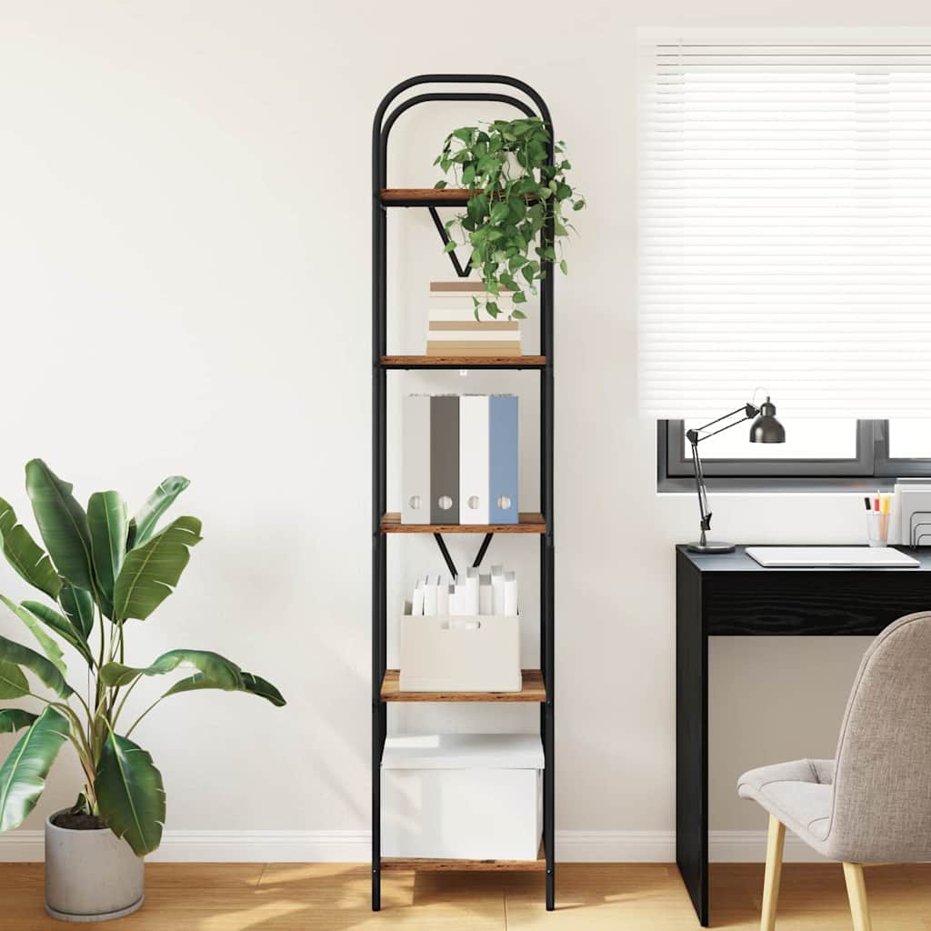 Bogreol 5 niveauer 40 x 30 x 183 cm Konstrueret træ Gammelt træ