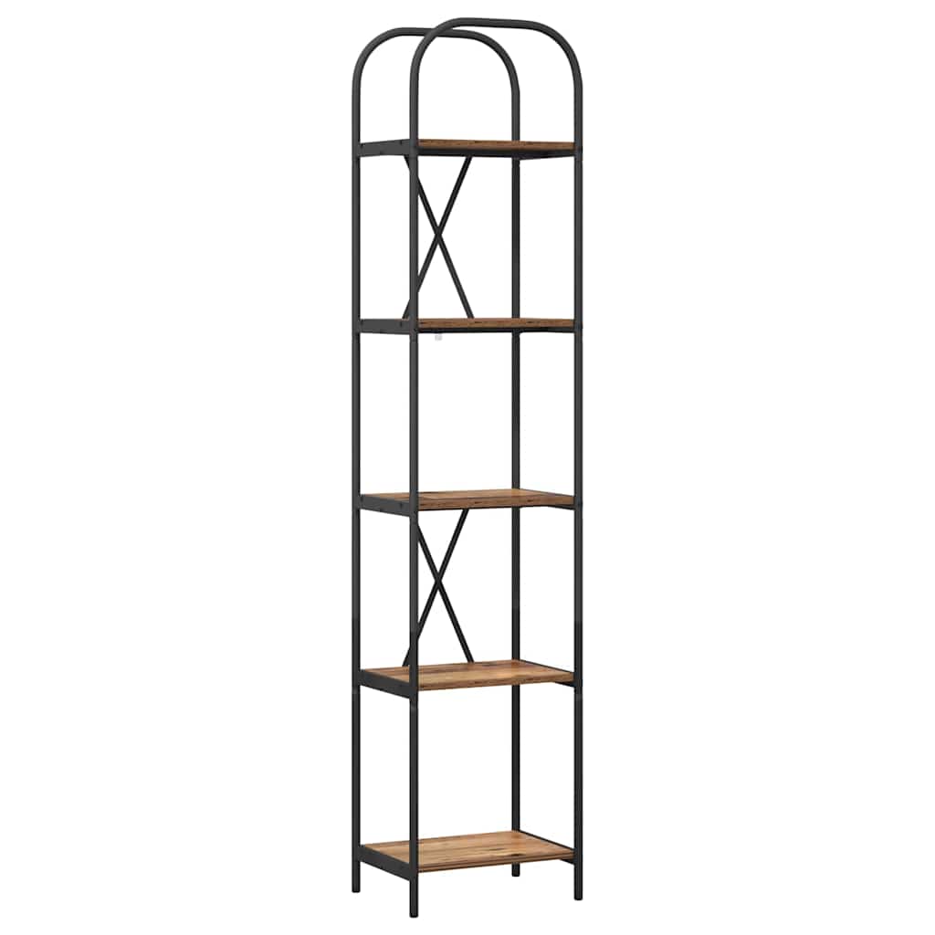 Bogreol 5 niveauer 40 x 30 x 183 cm Konstrueret træ Gammelt træ