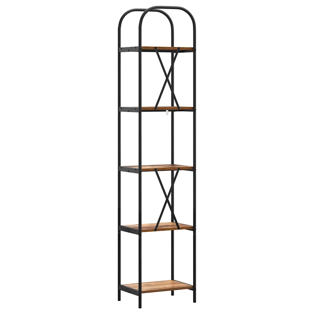 Bogreol 5 niveauer 40 x 30 x 183 cm Konstrueret træ Gammelt træ