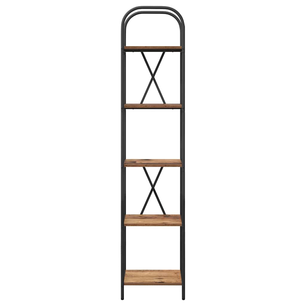 Bogreol 5 niveauer 40 x 30 x 183 cm Konstrueret træ Gammelt træ
