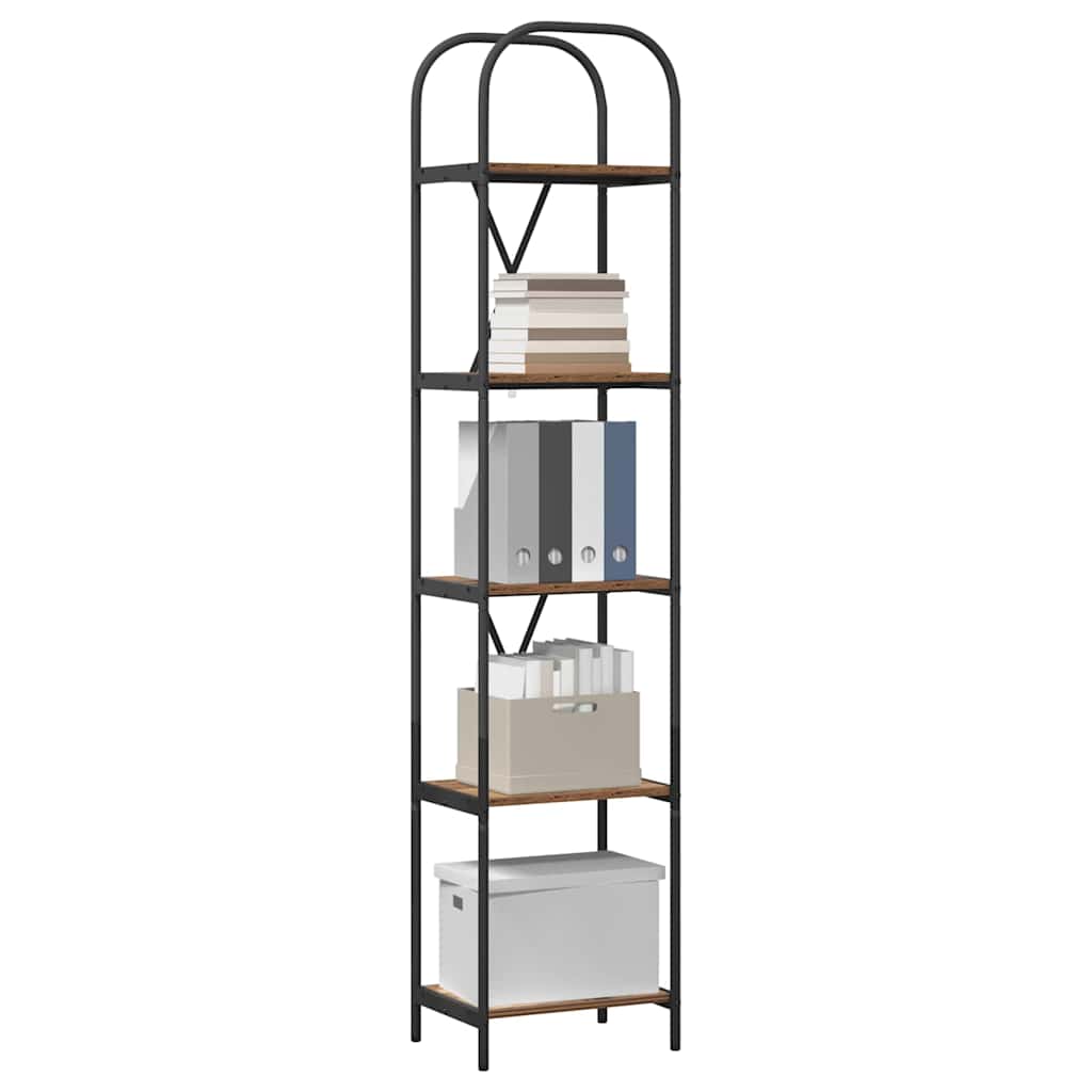 Bogreol 5 niveauer 40 x 30 x 183 cm Konstrueret træ Gammelt træ