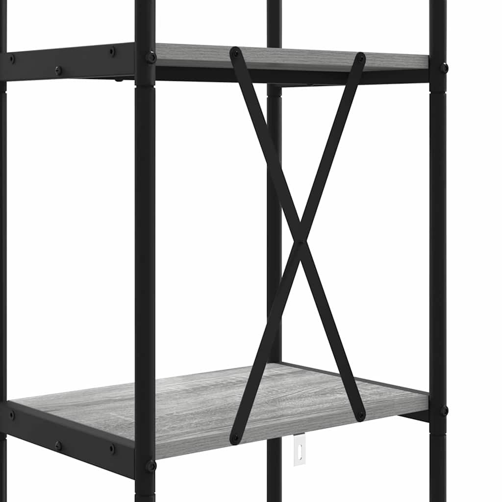 Bogreol 4 niveauer 40 x 30 x 146 cm Konstrueret træ Grå Sonoma