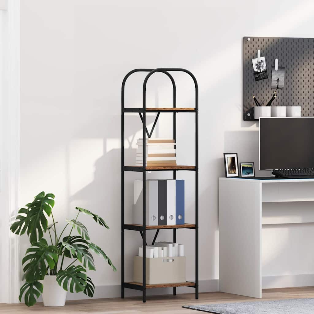 Bogreol 4 niveauer 40 x 30 x 146 cm Konstrueret træ Gammelt træ
