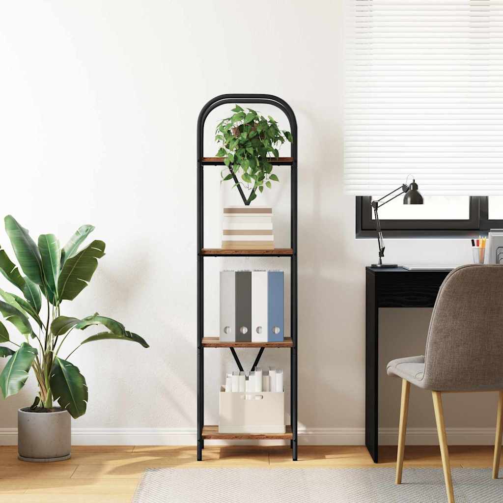 Bogreol 4 niveauer 40 x 30 x 146 cm Konstrueret træ Gammelt træ