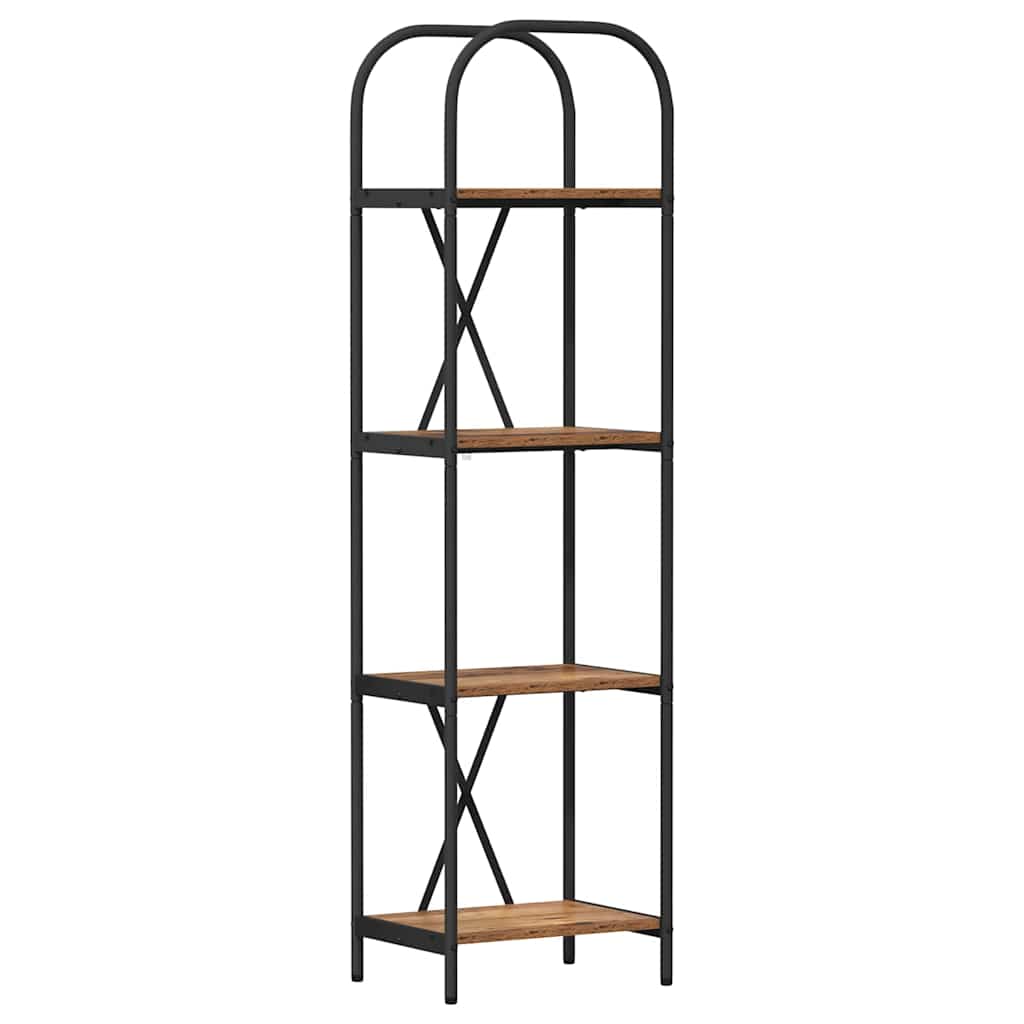 Bogreol 4 niveauer 40 x 30 x 146 cm Konstrueret træ Gammelt træ