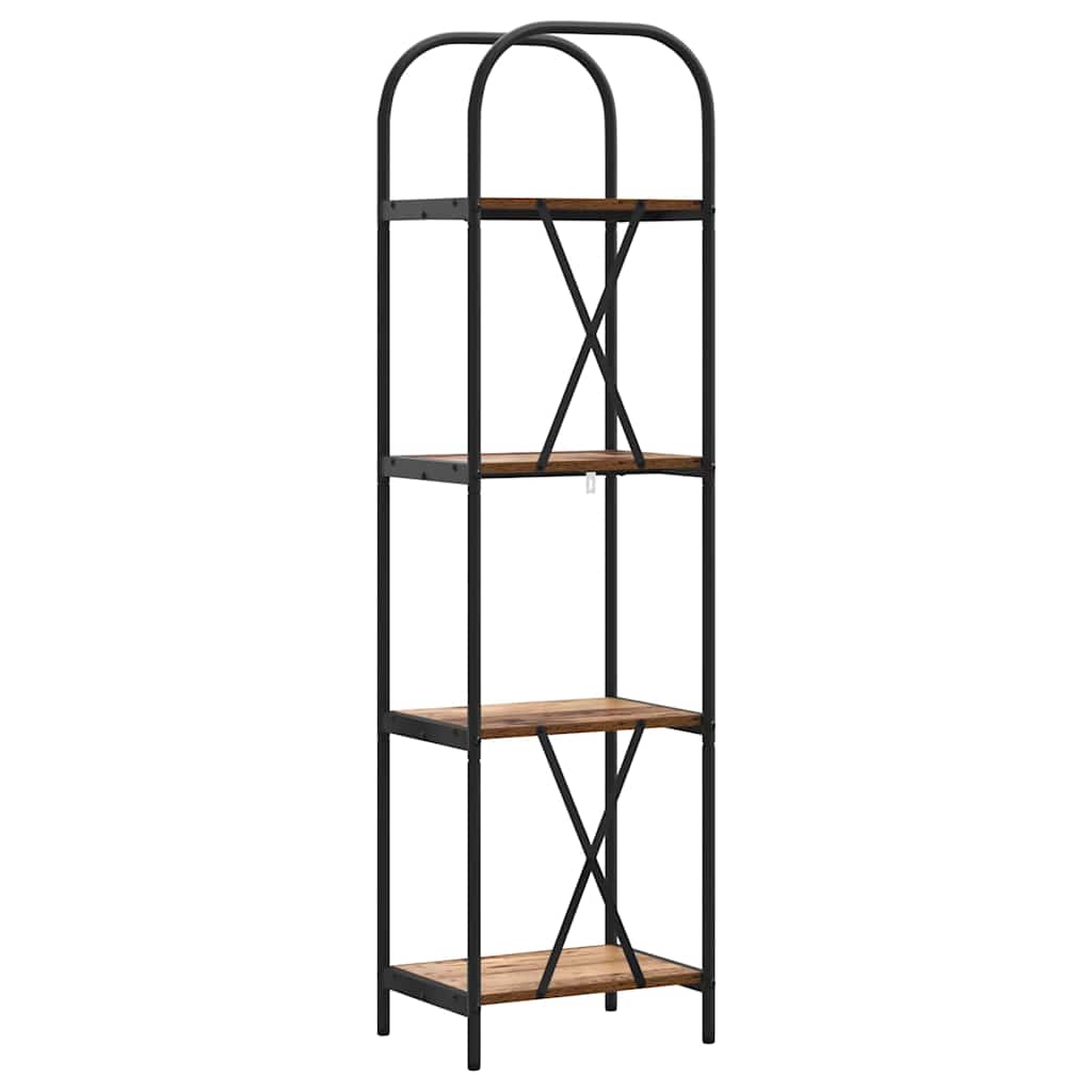 Bogreol 4 niveauer 40 x 30 x 146 cm Konstrueret træ Gammelt træ