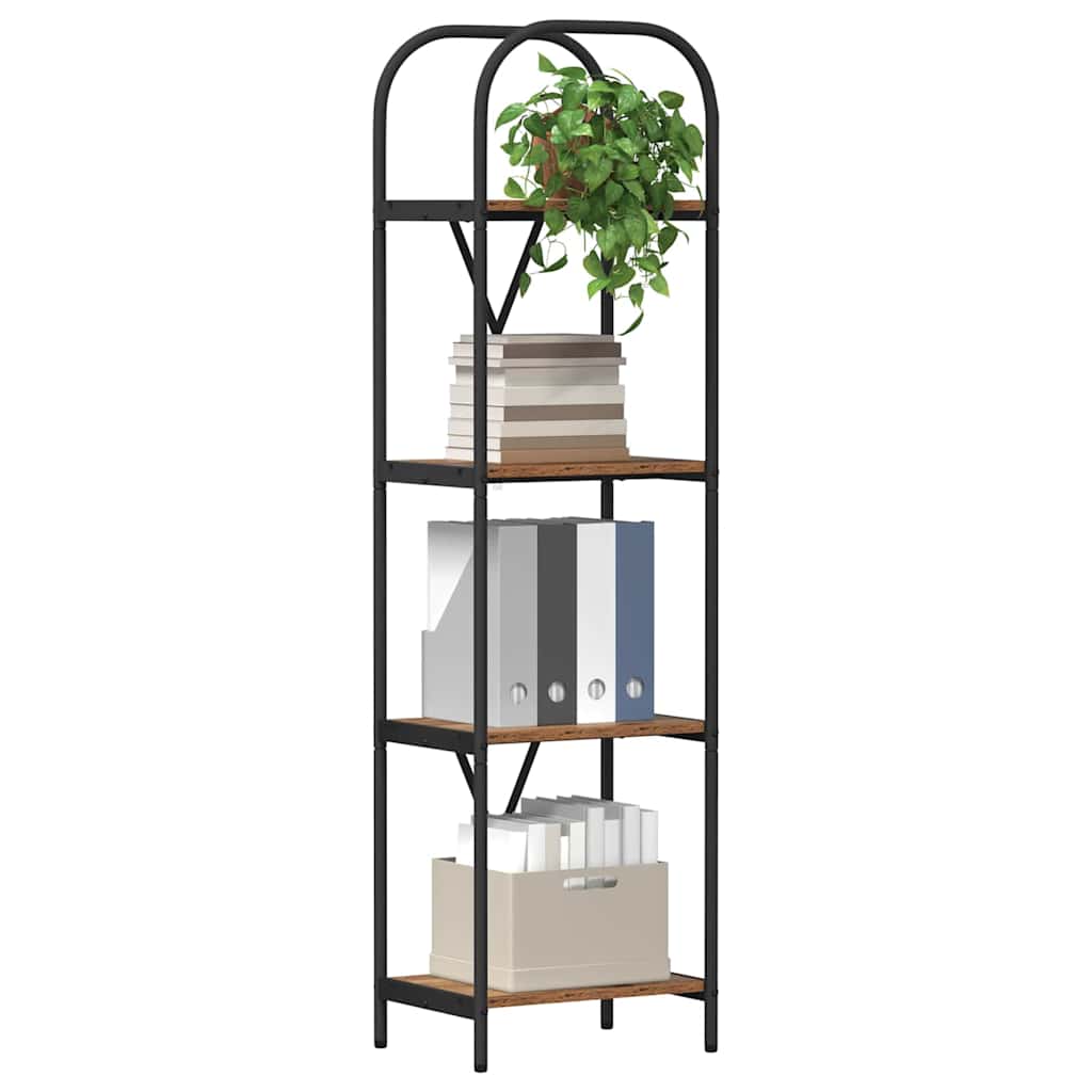 Bogreol 4 niveauer 40 x 30 x 146 cm Konstrueret træ Gammelt træ