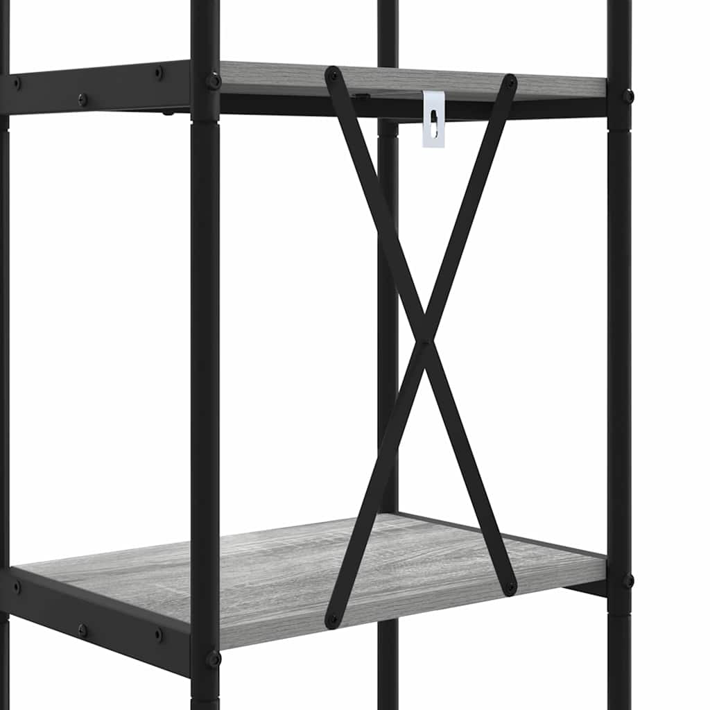 Bogreol 3 niveauer 40 x 30 x 109 cm Konstrueret træ Grå Sonoma
