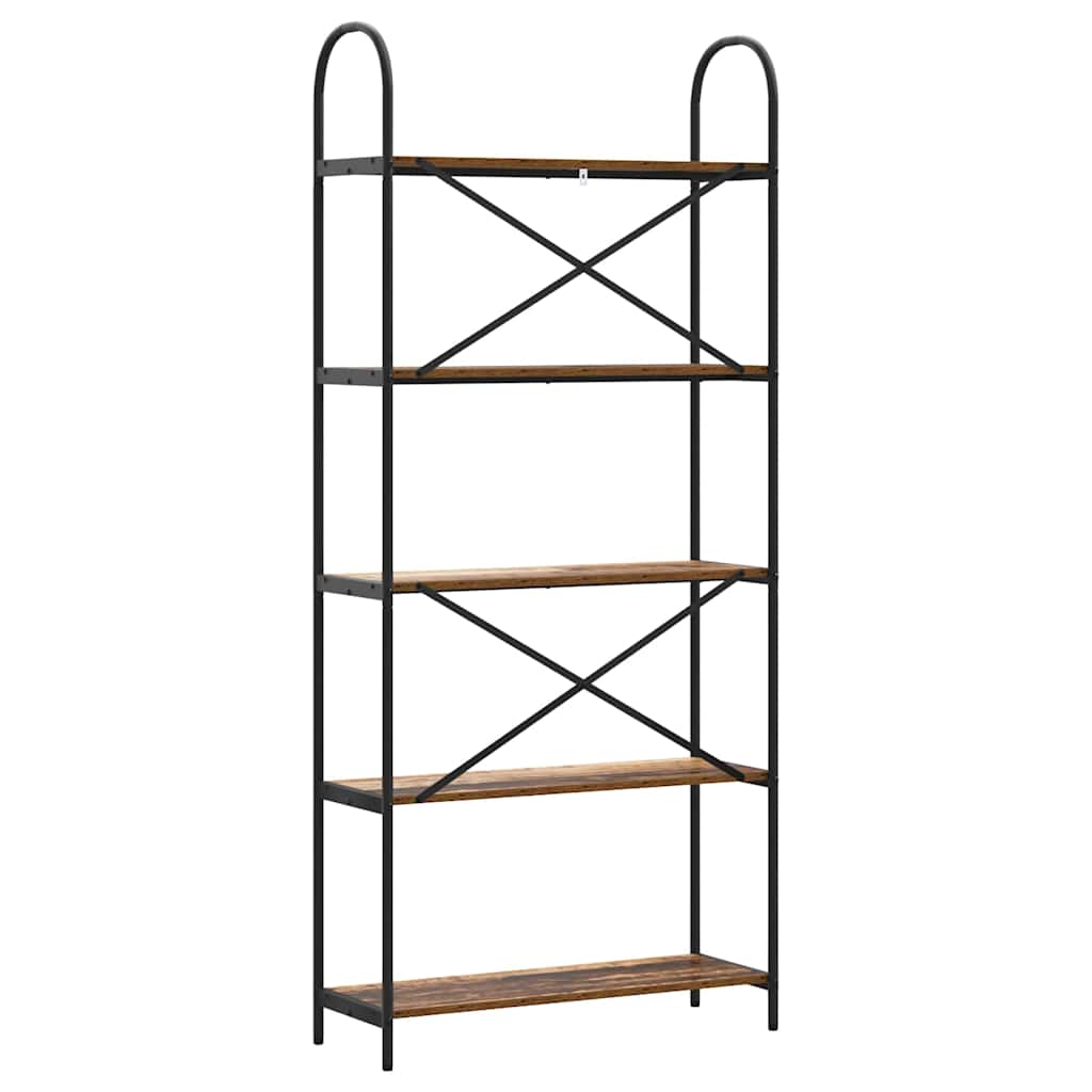 Bogreol 5 niveauer 80 x 30 x 183 cm Konstrueret træ Gammelt træ